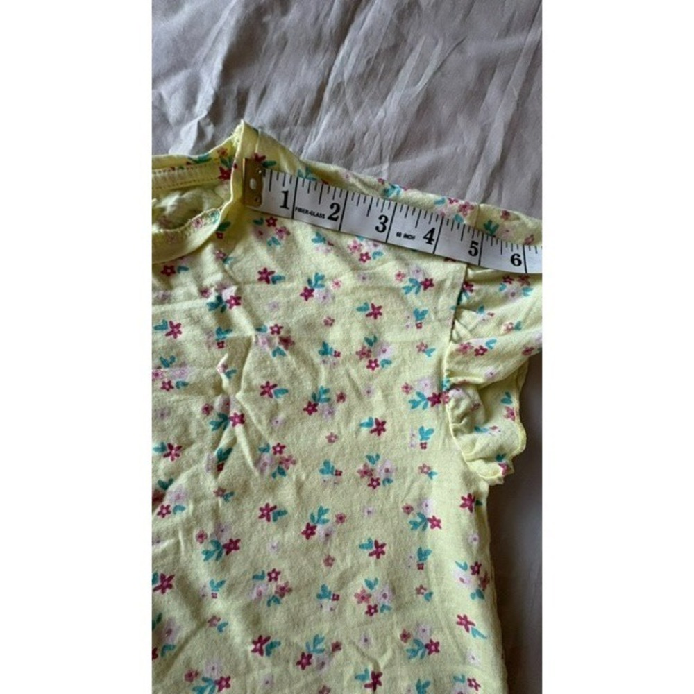 Sfera Girls Youth Size 7-8 Yellow Floral Glitter Print Ruffle Sleeve T-shirt Top - Picture 8 of 11